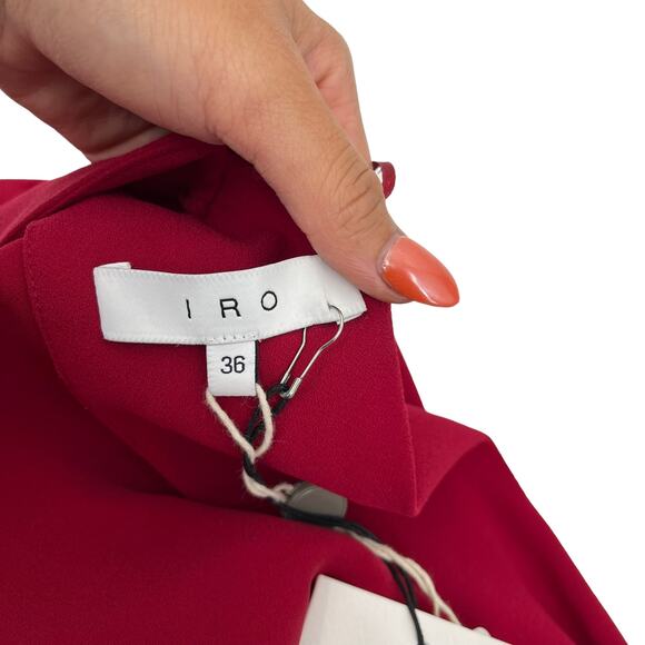 IRO Hilda Dress Wine Red Short Cutout Sleeve Drape Back Zip Size 2 NEW - Picture 10 of 12